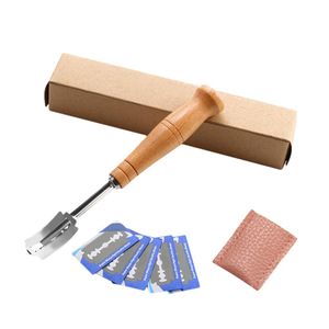Bread Arc Curved Knife Bakers Blade Slashing Tool Wood Handle With 5Pcs Replacement Blades Dough Making Cutter Accessor #BL5