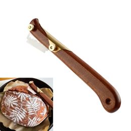 Broodsnijder Franse broodbladen keukengadgets normaal hout lange handgreep bakaccessoire European Style gebogen boogtoastmes