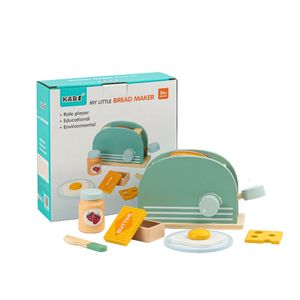 Máquina de pan bebé clásico niño educativo de madera juego de rol casa cocina juguete para niños simulación regalo de Navidad 240229