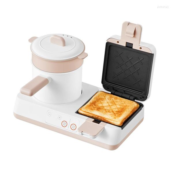 Fabricantes de pan 220V Waffle Maker Máquina de sándwich antiadherente 4 en 1 Tostadora Vaporizador eléctrico Olla de cocina de acero inoxidable Cocina múltiple