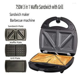 Bread Makers 3 en 1 Sandwich Press Waffle and Steak Machine 750W Tostadora con placas antiadherentes desmontables US EE. UU.