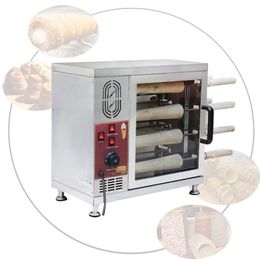 Fabricantes de pan Tostadora eléctrica rotativa automática Hornear pastel Rollo Bagels Húngaro Chimenea Rodillo Máquina para hacer pan