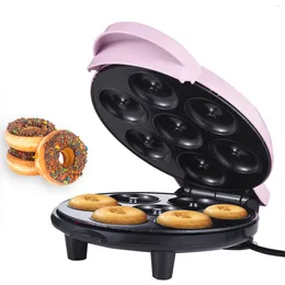 Broodbakmachines Donut Maker Machine 700W Dubbelzijdig Verwarming Antiaanbaklaag 7 Donuts Elektrische Voor Ontbijt Dessert