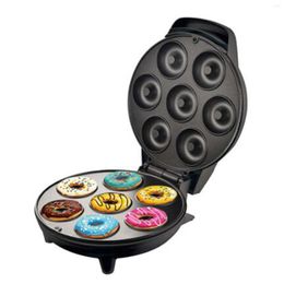 Broodmakers Donut Maker maakt 7 donuts anti -aanbak met indicatorlichttemperatuurregeling Huishoudelijke cakemachine voor bakkerijcommercial