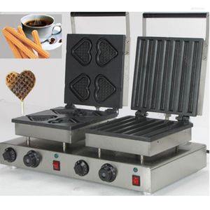 Máquina para hacer pan con doble cabezal, máquina para hacer gofres, estilo CORAZONES, CHURROS, eléctrica, de acero inoxidable, más opciones de combinación