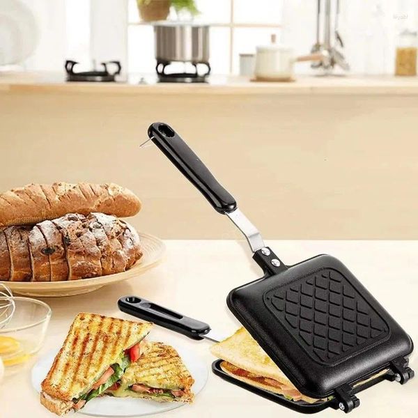 Máquina para hacer pan Máquina para hacer sándwiches antiadherente a gas Tostada de hierro Máquina para el desayuno Gofres Panqueques Hornear Barbacoa Horno Molde Molde Parrilla Sartén