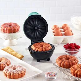 Bread Makers Mini Donut Machine Maker de gafas Portable Desayuno Donut Desayuno antiadherente 350 W Partita para hornear eléctrico Fácil de limpiar