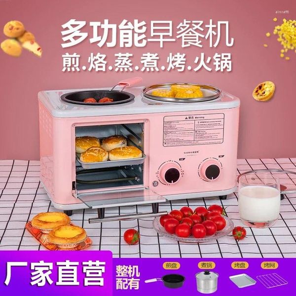 Fabricantes de panes de fritura multifuncional horno eléctrico hogar fabricante de la máquina del desayuno de cuatro en uno