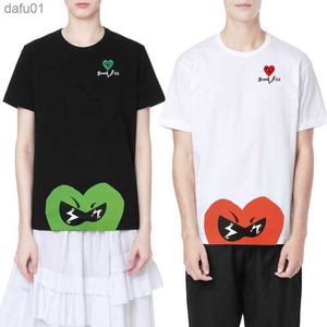 Breken Ei Mannen Vrouwen T-shirt Zomer Hart Cartoon Borduren Half Liefde Print O-hals Korte Mouw Rechte Paar Casual T-shirt L230520