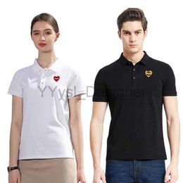 Romper huevo verano hombres mujeres camisa poliéster enganche lindo dibujos animados corazón bordado solapa recta sólida camisa unisex x0822