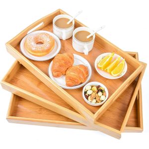 Ontbijt Dienbladen Bamboe Dienblad Met Handgrepen Draagbaar Bed Voor Diner Eten Woonkamer Restaurants Drop Delivery Thuis Tuin Ho Dhbhd