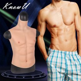 Borstvorm Knowu Fake Muscle Belly Macho Soft Silicone Man Artificial Simulation Muscles High Collar Version Cosplay Crossdress 230818