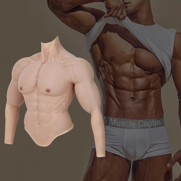 Forma de seno Traje de músculo de pecho falso realista con brazos Vientre masculino Silicona Pecho falso Simulación artificial Músculos Cosplay Muscle Man Top 231121