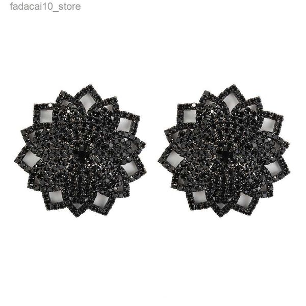 Almohadilla para el pecho 1 par Negro Rhinestone Pezón Cubierta Sexy Nuevas Mujeres Pezón Pasties Protector de pecho Reutilizable Desgaste Autoadhesivo Pezón Pegatinas Q230914