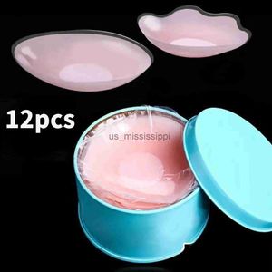 Almohadilla para el pecho 12 piezas con caja Cubierta de pezón de silicona Reutilizable Mujeres Pétalos de pecho Levantamiento Sujetador invisible Pasties Adhesivo Almohadillas para sujetador Parche adhesivo x0831