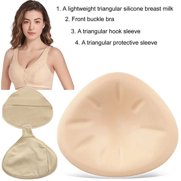 Coussinet d'allaitement 34B-44B, prothèse mammaire triangulaire légère en silicone pour mastectomie 231211