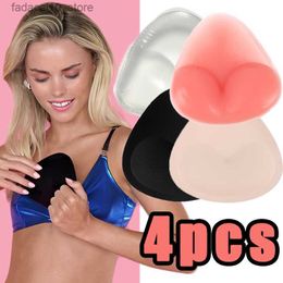 Almohadilla para el pecho 4 unids Mujeres Pecho Push Up Pad Bra Copa Más Gruesa Inserto de Silicona Almohadilla Cubierta del Pezón Pegatinas Invisible Levante el Sujetador Bikini Inserciones Q230914