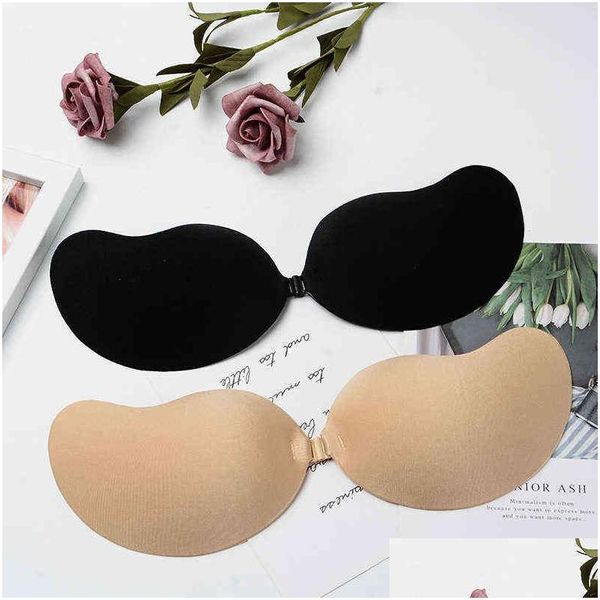 Coussin d'allaitement 5PC Invisible Push Up Soutien-gorge Dos nu sans bretelles Fermeture avant Bralette Sous-vêtements Femmes Auto-adhésif Sile Sticky BH Dhnvt