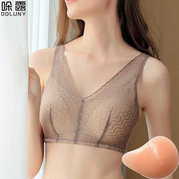 Almohadilla para el pecho Moda Mujer Sujetador de encaje sexy Implante mamario de silicona Esponja Almohadilla para el pecho Sujetador cómodo Formas de senos de silicona Prótesis Pechos falsos 240330