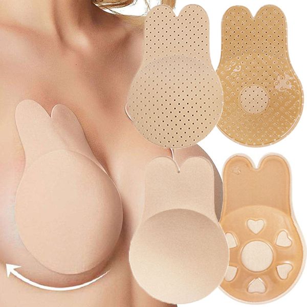 Coussinet d'allaitement réutilisable Lapin Nipple Cover Pasties Push Up Stickers Adhésif Invisible Bra Lift Tape Femmes Nipples Covers Silicone Pads 230628