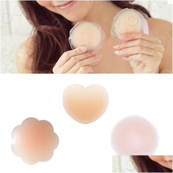 Coussinet d'allaitement Forme ronde réutilisable Sile Petal Pasties Adhésif Nipple Er Pads Y Invisible Bra Shaper Sticker Tape Drop Delivery Health Dhabj