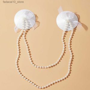 Borst Pad Sexy 1 Paar Parelketting Decor Tepelstickers voor Vrouwen Beha Nipple Cover Herbruikbare Slijtage Siliconen Tepelpasteitjes Borststickers Q230914