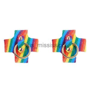 Coussin d'allaitement Sexy Femmes 1Pair Rainbow Couleur Nipple Cover Réutilisable Breast Wear Silicone Nipple Pasties X Forme Clouté Poitrine Autocollants Bra Pads x0831