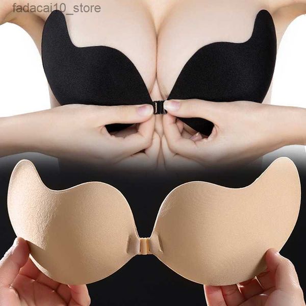 Almohadilla para el pecho Mujeres Piel Color negro Invisible Reutilizable Silicona Busto Pezón Cubierta Señora Pegatinas Pecho Autoadhesivo Cinta de elevación Sujetador sin tirantes Q230914