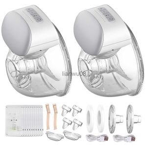 Wearable Electric Breast Pump, BPA-free Breast Cup, 8oz/240ml, 3 Modes, 10 Suction Levels for Breastfeeding (1/2 Sets)