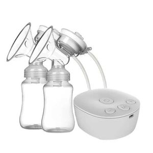 Borstvanden Dual Electric Breast Pump USB elektrische borstpomp met babyfles hete en koude kussen BPA Vrij krachtige borstpomp 240424