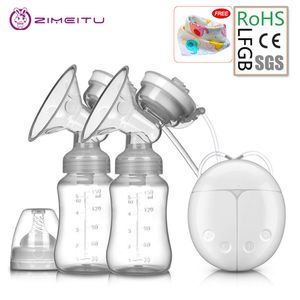 BreastPumps ZimeUtu Pompa Asi Elektrik Ganda Hisap Zet Kuat USB Dengan Alas Panas Dingin Botol Susu Bayi L 230516