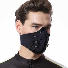 Masque de cyclisme à charbon actif respirant VTT vélo de route vélo demi-masque anti-poussière cyclisme course Sports291q