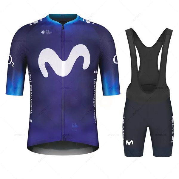 Respirant Anti-UV été Movistar équipe cyclisme Jersey ensemble Sport vtt vélo maillots hommes vélo vêtements Maillot Ciclismo Hombre 240116