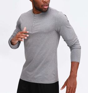 Transpirable casual lu Traje de yoga para hombres Camiseta deportiva de manga larga Estilo deportivo para hombre Camisa con botones Camisa de entrenamiento Ropa deportiva Ropa elástica de secado rápido Ropa de yoga para correr