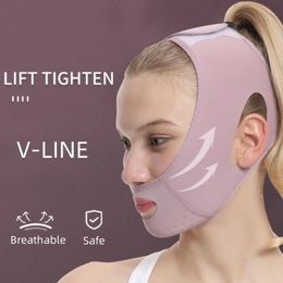 Banda de adelgazamiento de la cara transpirable para mujeres Vline Shaper Chin Cheek Lift Up Up Massage Facial Massage Facial Strap cuidado de la piel 240425