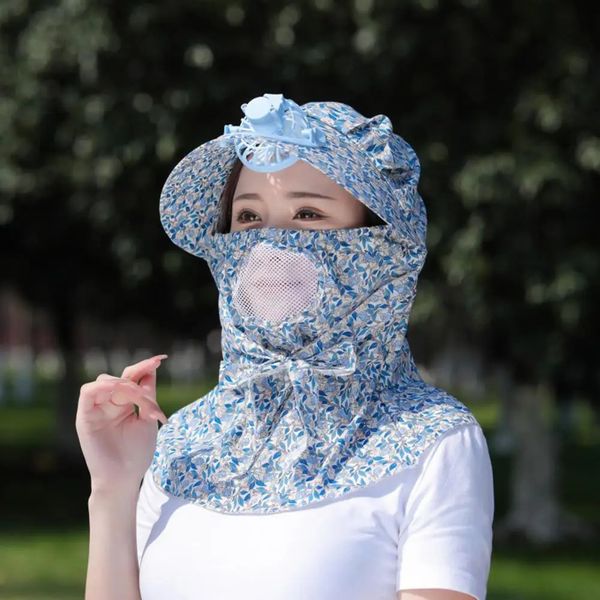 Chapeau de Camping respirant avec ventilateur, capuche faciale anti-uv rafraîchissante pour femmes et hommes, pêcheur en plein air, 240309