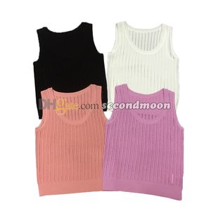 Camisetas sin mangas huecas transpirables para mujer, chaleco de Color sólido con cuello en U, Top tejido para deportes al aire libre de verano