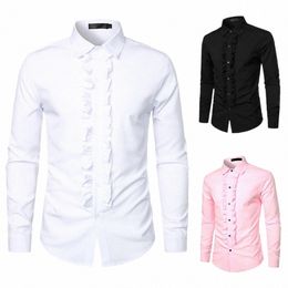 ademend heren dr-shirt retro middeleeuwse koninklijke stijl herenoverhemd met ruche patchwork reverskraag slim fit voor prestaties I1Qx#