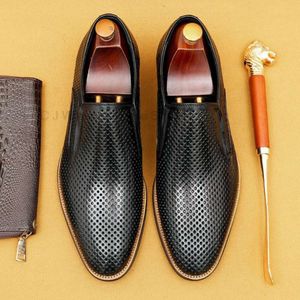 Mocasines transpirables para hombre de cuero genuino elegante boda punta puntiaguda zapato de vestir Casual marrón negro Slip-on calzado masculino