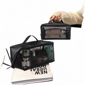 Bolsa cosmética de malla transpirable Organizador de maquillaje transparente grande para viajes Portable Bag W Bag Multi-Functi Clear Pouch E2SK#