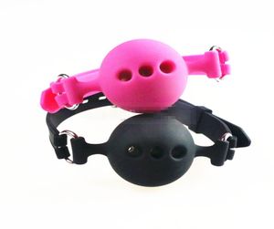 Boule de bouche respirante Gag, morsure de bouche entièrement en Silicone avec trou, jouets sexuels de haute qualité pour femmes 9308586