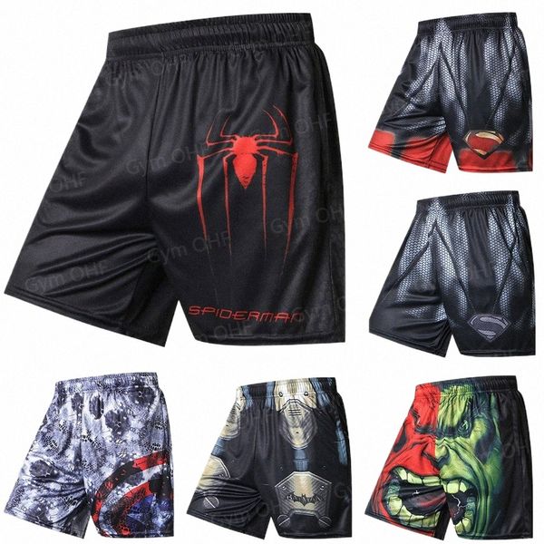 Bourt-sèche rapide des hommes secs shorts décontractés de super-héros 3D MMA Running Short Men's Zip Pocket Causal Summer Short Pantalon 12ai #