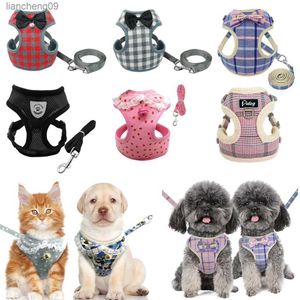 Imbracatura traspirante per cani di piccola taglia Imbracatura e guinzaglio per cuccioli in nylon Pettorina morbida per cani e gatti Chihuahua Yorkshire Gilet Walking Lead L230620