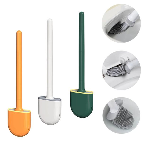 Brosse de toilette respirante, anti-fuite d'eau, avec Base en Silicone, tête plate, poils souples, support de séchage rapide