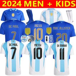 Breathable Unisex National Team XXXL 4XL Plus Size Soccer Jersey Fans MESSIS MAC ALLISTER DYBALA DI MARIA MARTINEZ DE PAUL MARADONA Men Kids Kits 2024 Copa America