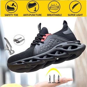 Chaussures de sécurité respirantes pour hommes dans des bottes de travail anti-écrasement décontractées pour l'entraînement en acier 211217
