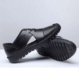 Breathable Hollow Men Antiskid Summer Hole Sandales Breathable Sandal Sandale Tendance en cuir de la cheville Mentille Casual Loafer chaussures en gros chaussures A9G3 # 642 S 5EA4