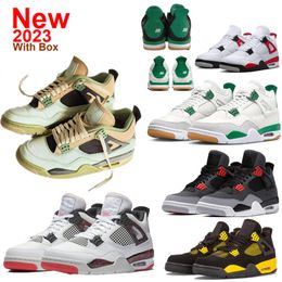 GROGU 4 Hot Lava 4s Basketball Shoes Bred Reimagined 4 Blue Sapphire Pine Green Fire Red Wow Black cat infrarouge White Cemnet With Box Cool Grey Thunder