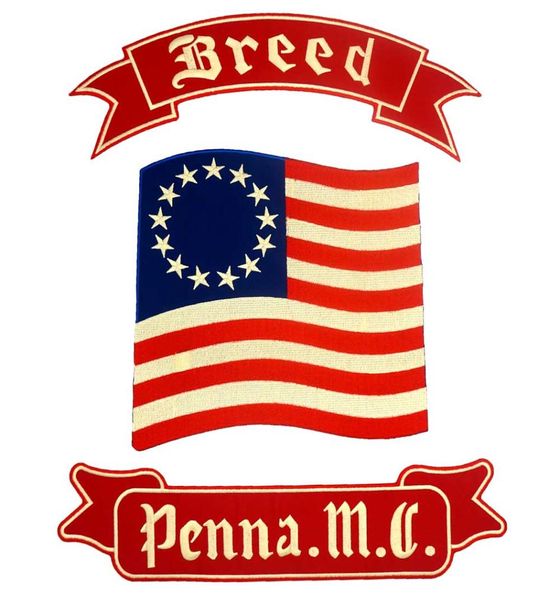 BROCEAL PENNAMC Large Punk Broidered Iron On Backing Biker Patch Badge for Jacket Jeans 3 pièces Set2825236