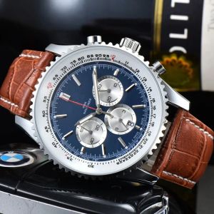 BREI Fonction complète Six aiguilles Tout le travail du cadran Montres-bracelets en saphir Montres pour hommes Designer Montre à quartz de luxe 1884 Marque Chronographe Horloge Ceinture en cuir Mode Homme